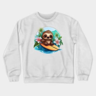 Surfing Baby Sloth Crewneck Sweatshirt